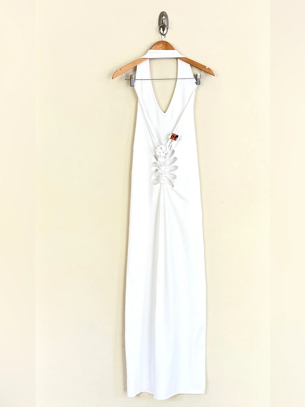 Vintage JEAN PAUL GAULTIER Soleil 2001 Rosette Cutout Halter Maxi Dress in White - Picture 11 of 12